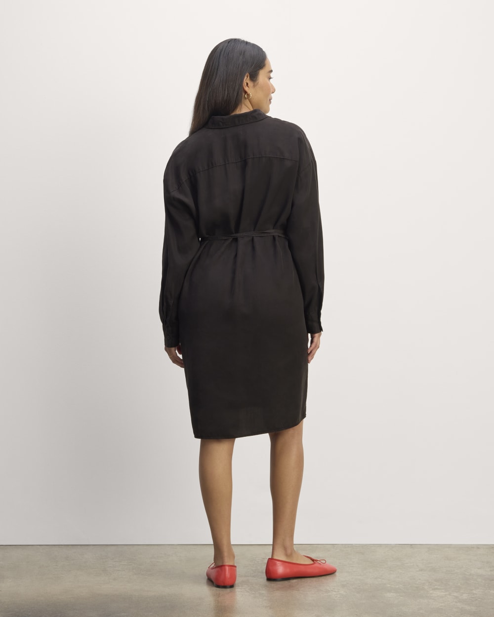 The Must-Have Shirtdress in Butterlite in Black — detail view