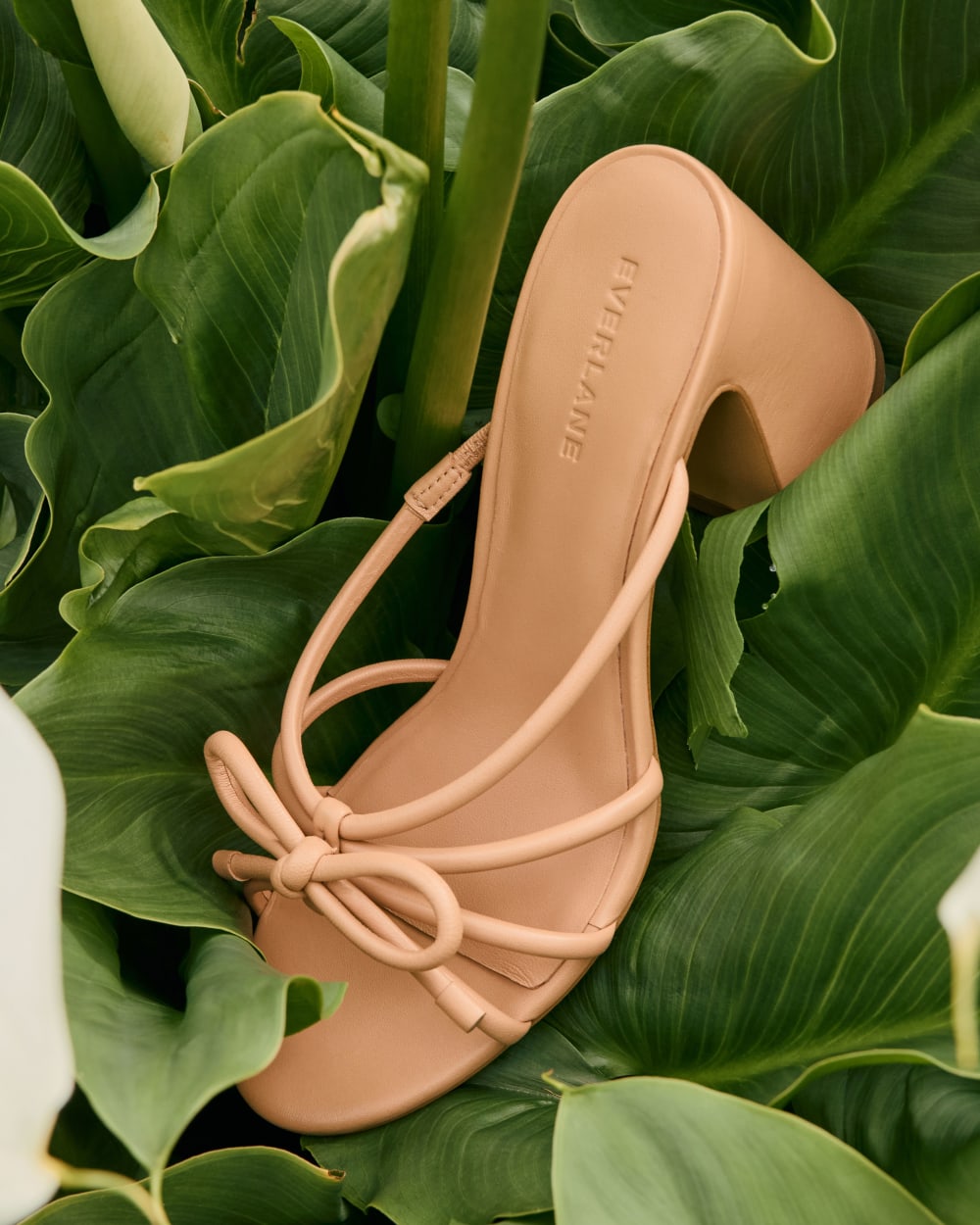 The Bow Heel in Blush Tan — detail view
