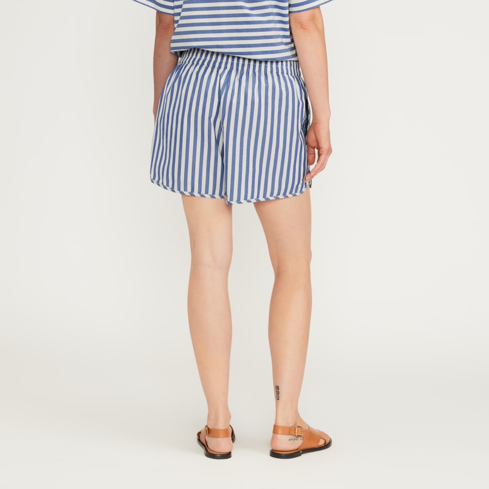 The Poplin Boxer Short in Mazarine Blue / Bone — detail view