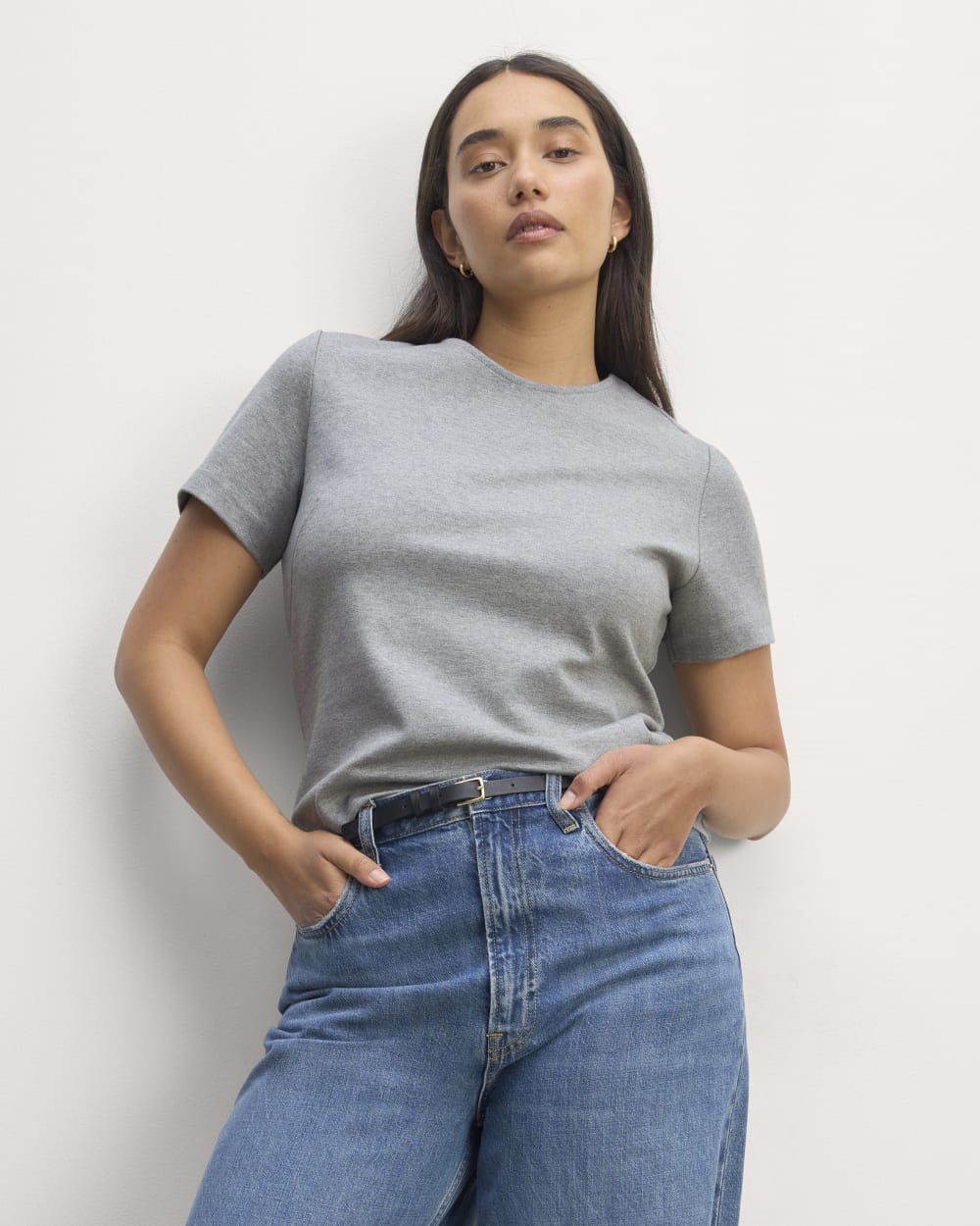 The Dream Tee in Mid Heather Grey — front view