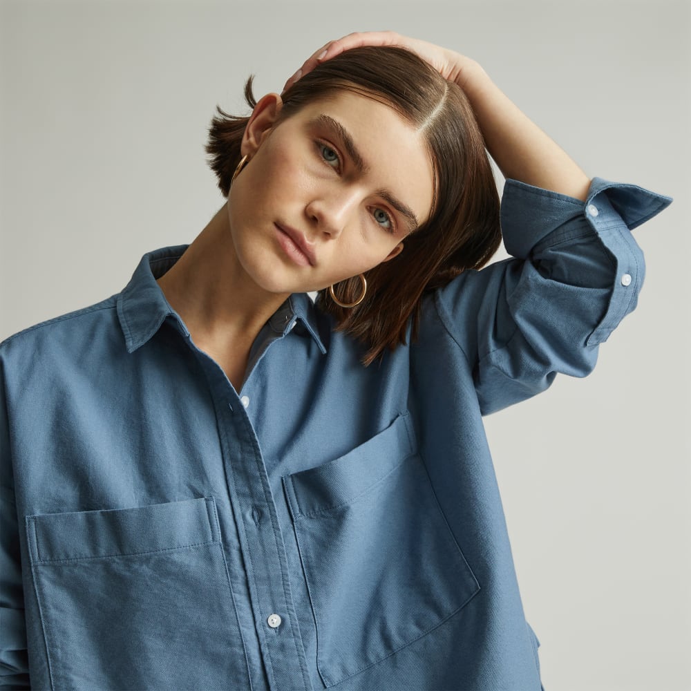 The Boxy Oxford in Bluefin — detail view