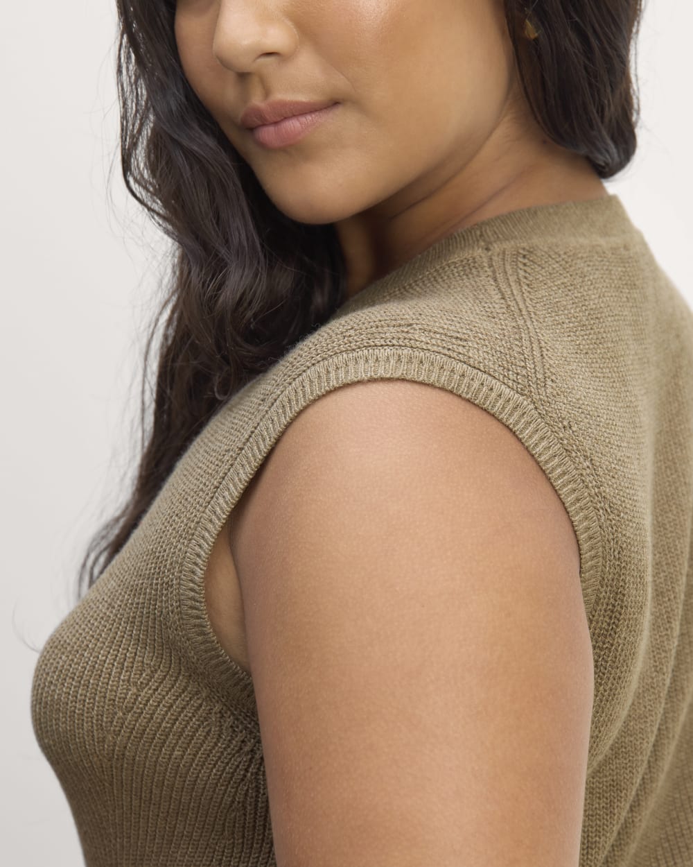 The Midi Dress in Everyday Cotton in Heather Taupe — detail view