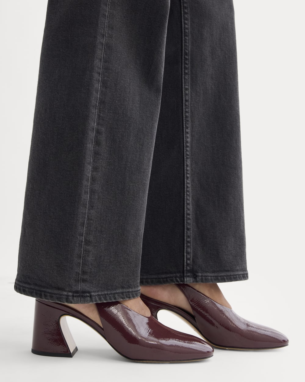 Curved Slingback Heel in Burgundy — alternate view