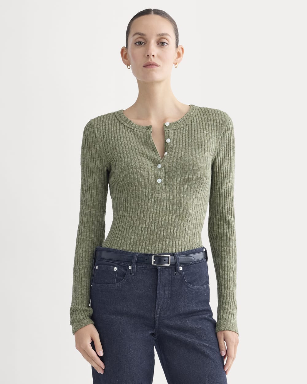 The Cozy Rib Henley in Kalamata — front view
