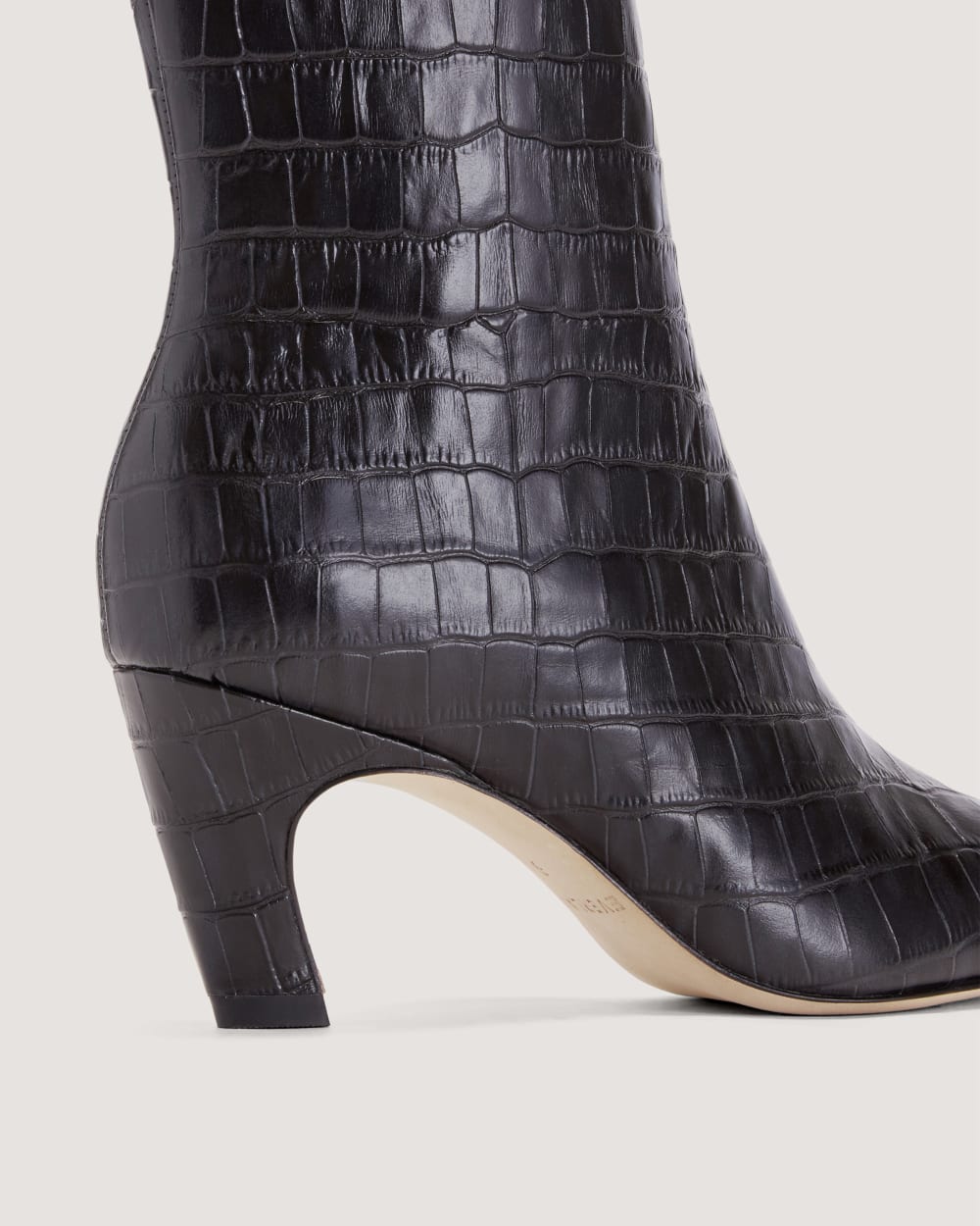 The Short Banana Boot in Black Crocodile — detail view