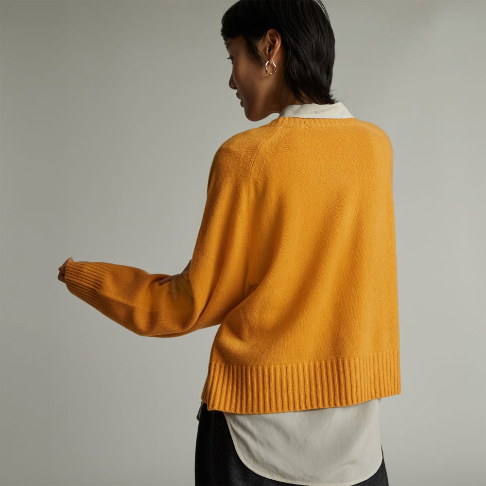 The Cashmere Boxy Crew in Kumquat — detail view