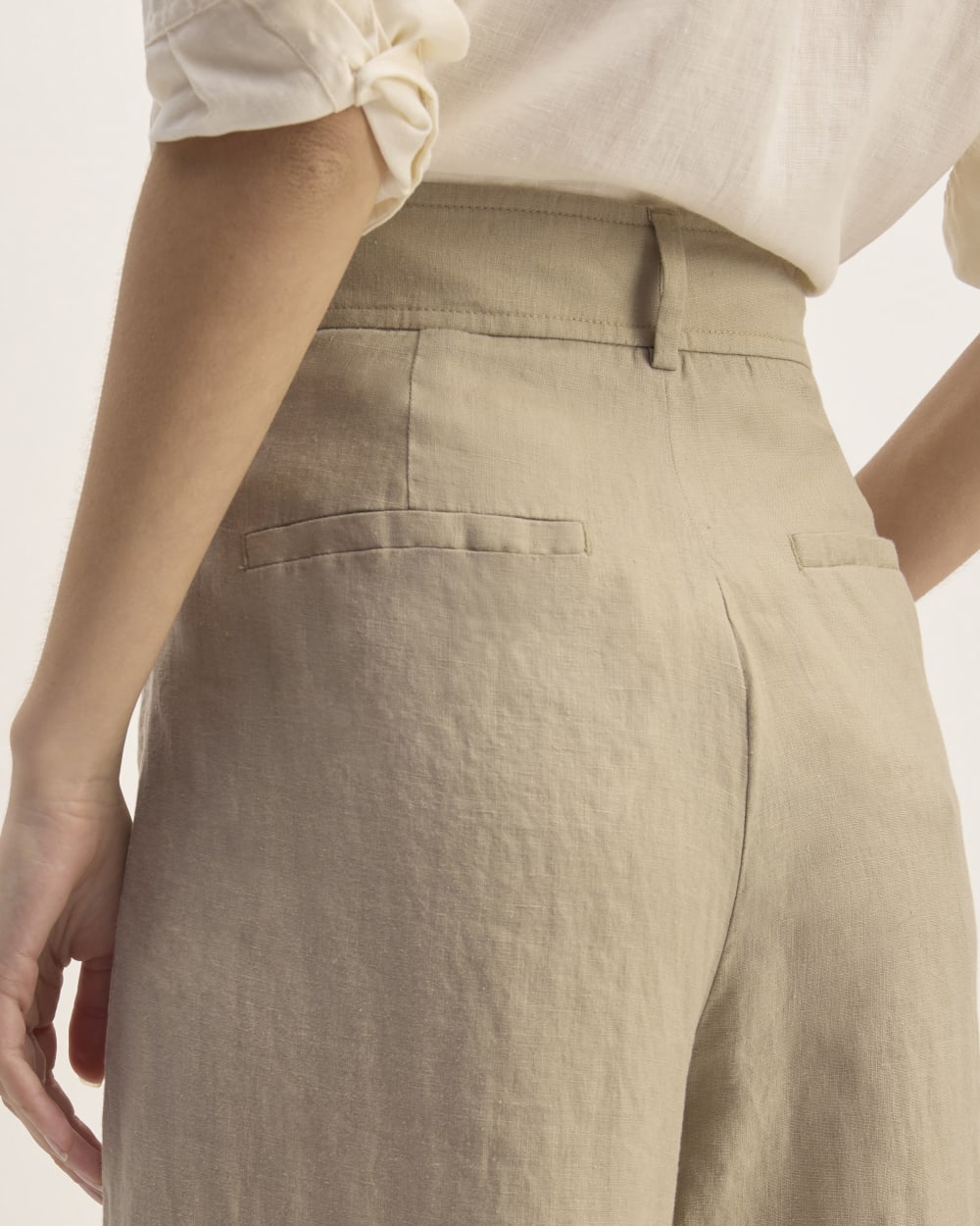 The Linen Way-High® Drape Pant in Trench Coat Khaki — detail view