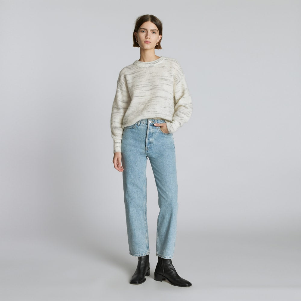The Cocoon Crew in Alpaca in Light Grey Heather — detail view