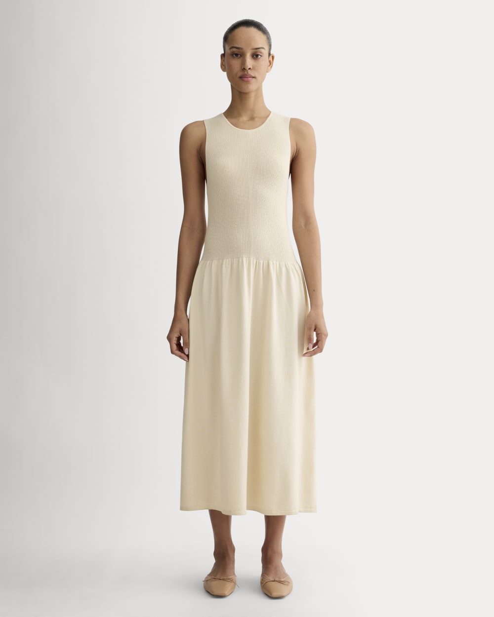 The Knit Crew Dress in Birch — front view