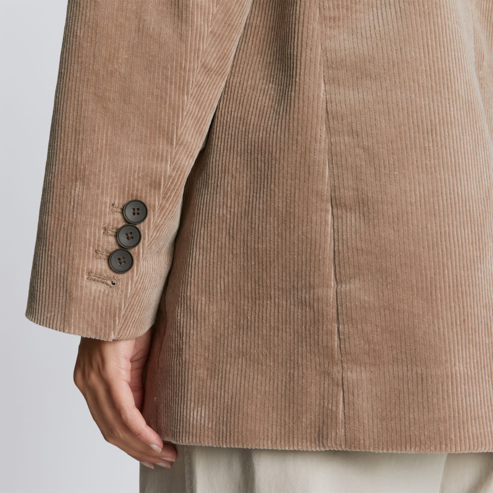 The Corduroy ’80s Blazer in Taupe Grey — detail view