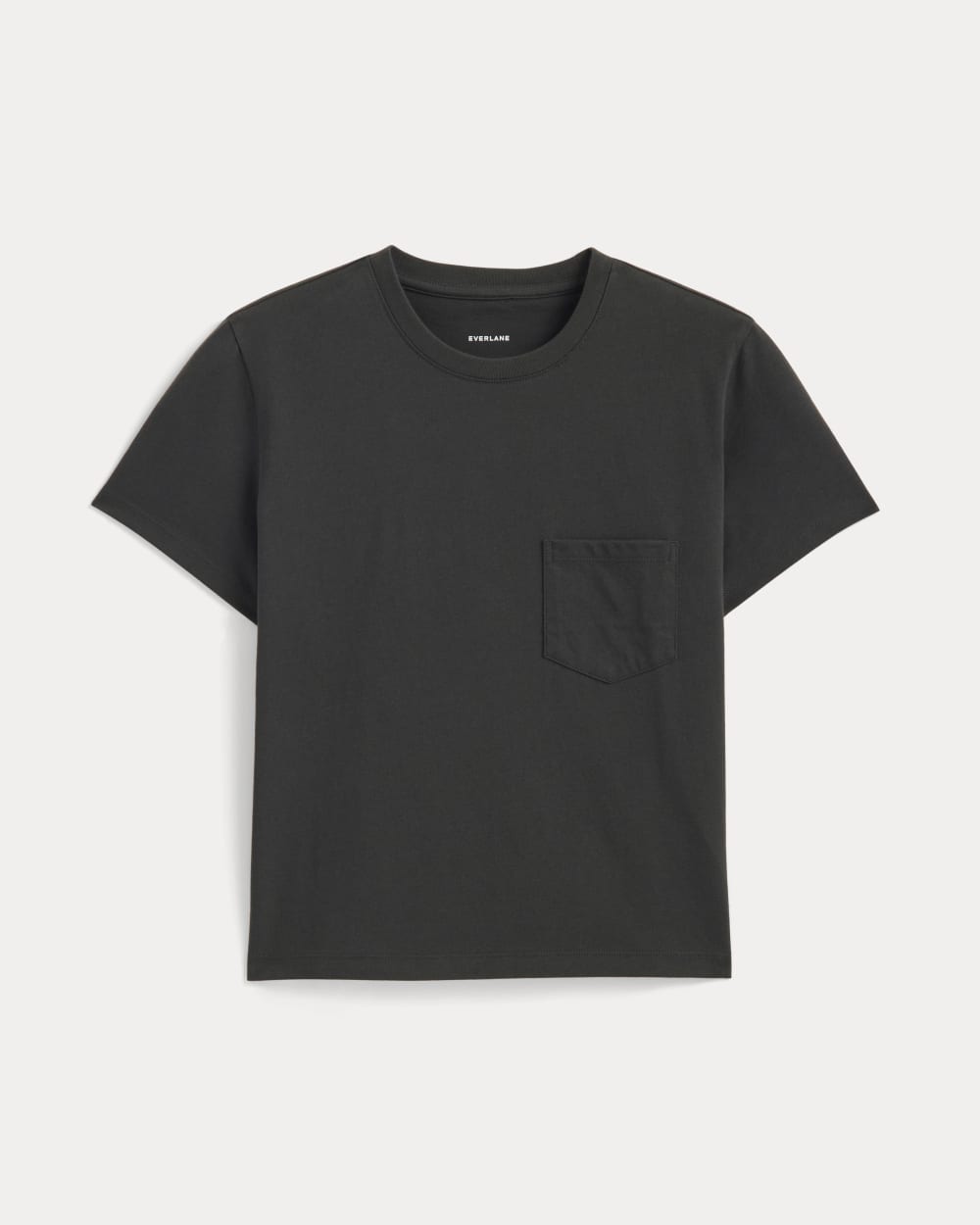 The Box-Cut Tee in Essential Cotton in Washed Black — alternate view