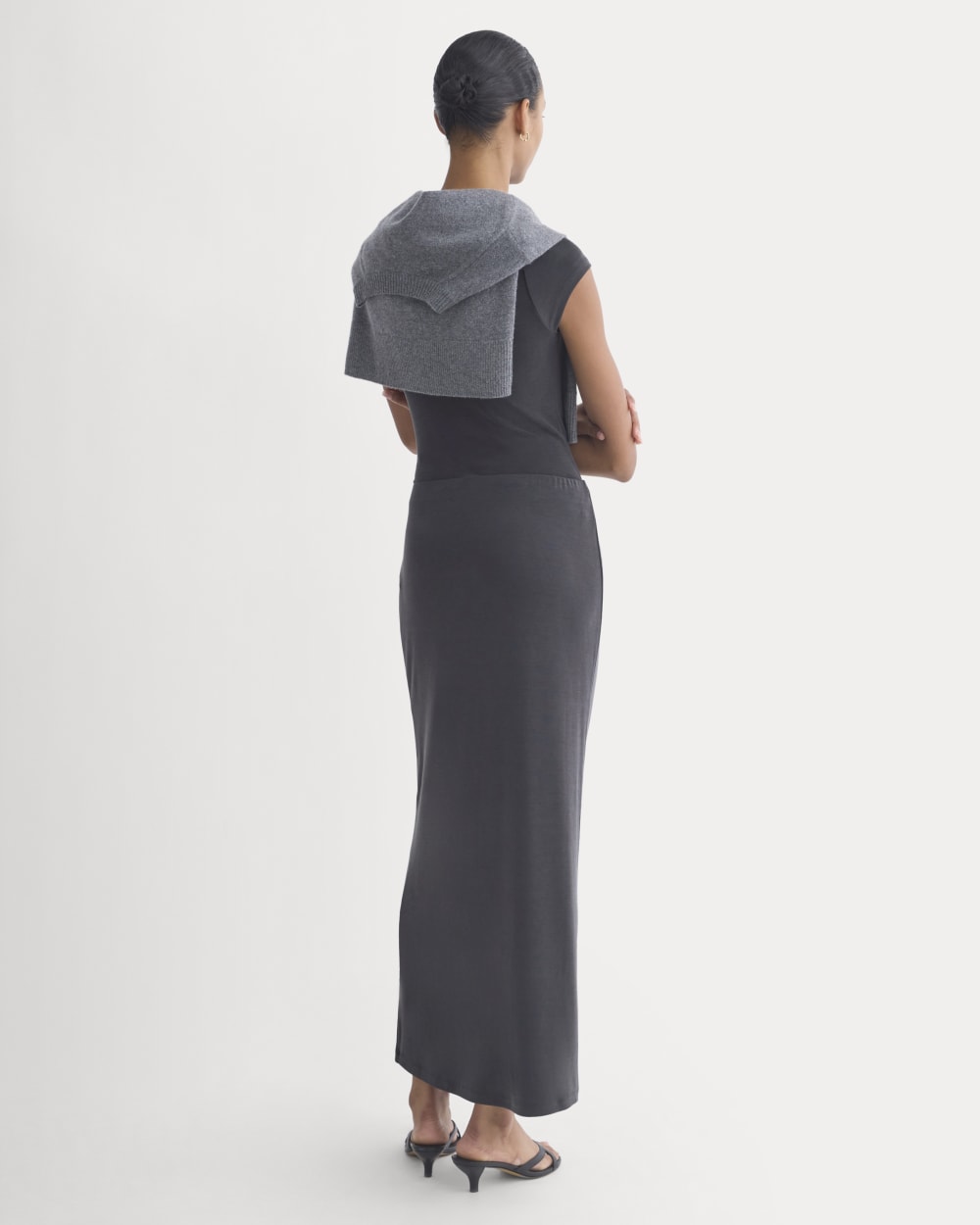 Maxi Skirt in Butterknit in Black — detail view