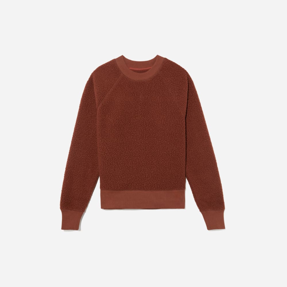 The ReNew Fleece Raglan Sweatshirt in Rosewood — front view