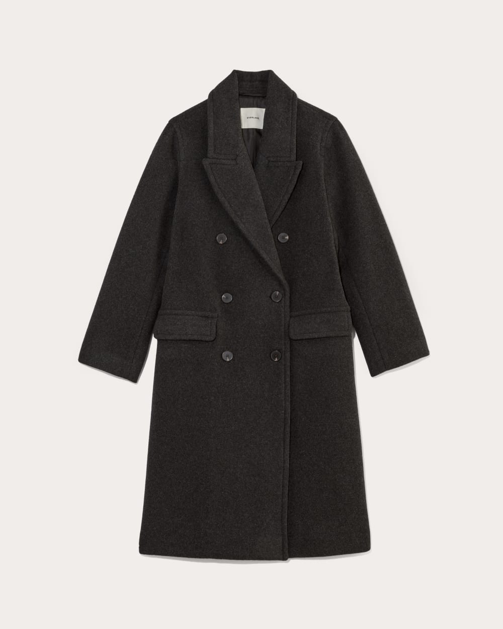 The Double-Breasted Coat in Wool in Heather Charcoal — alternate view