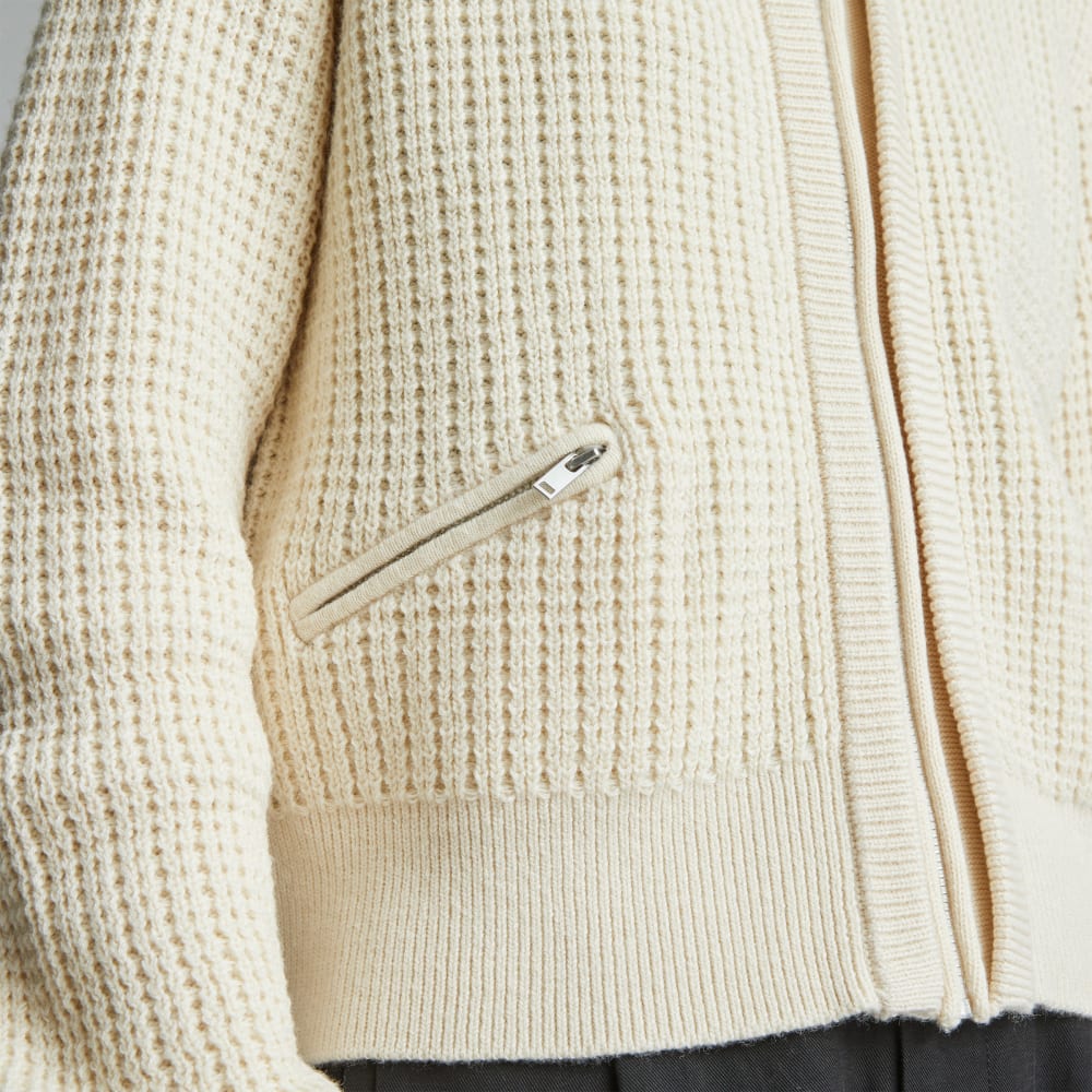 The Cropped Cotton-Merino Bomber in Canvas — detail view