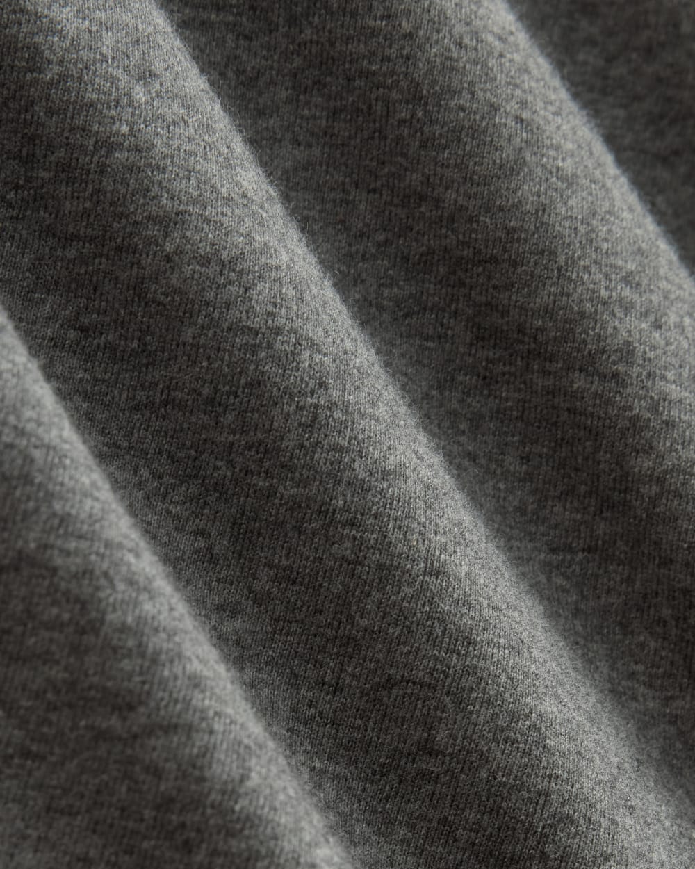 The Box-Cut Tee in Essential Cotton in Heathered Charcoal — detail view