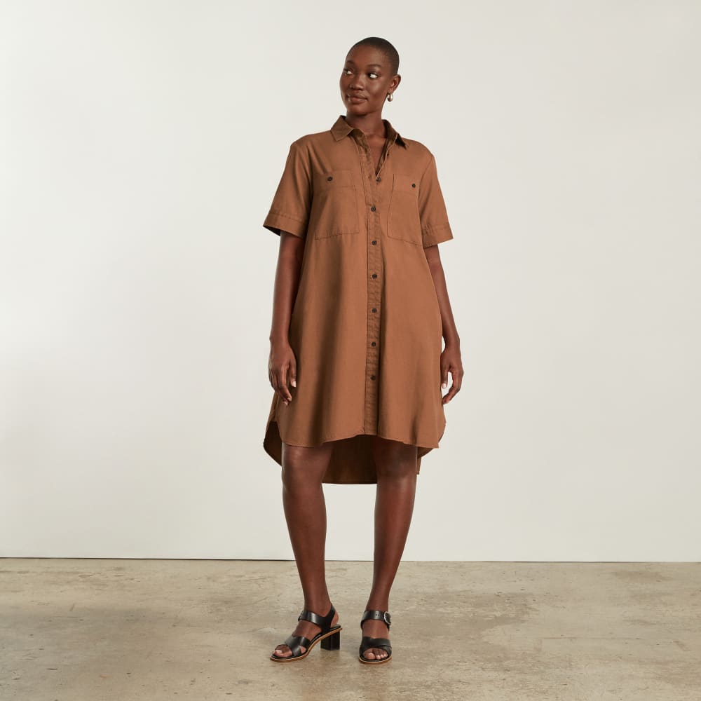 The Daytripper Dress in Tawny Brown — detail view