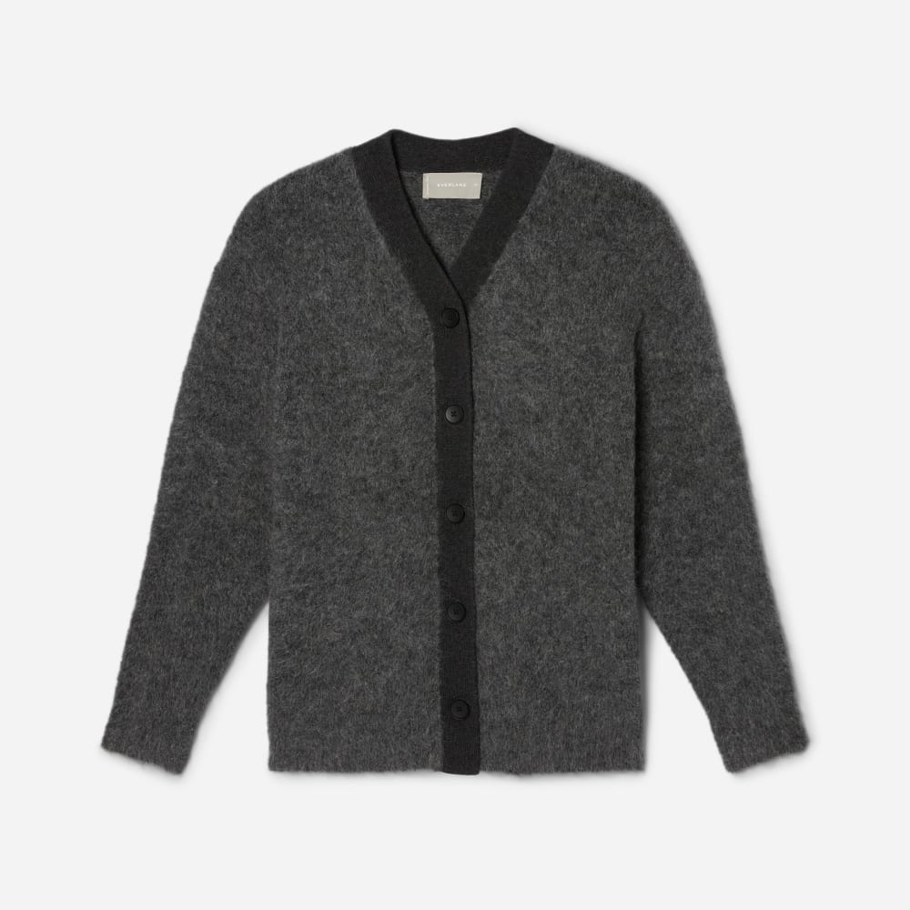 The SuperFuzz Alpaca Oversized Cardigan in Heathered Charcoal — alternate view