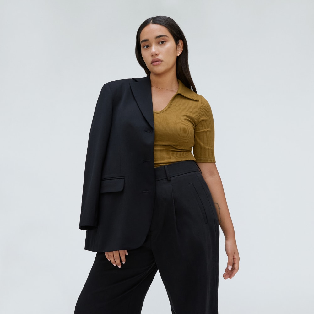 The Super-Soft Short Sleeve Polo in Tapenade — detail view