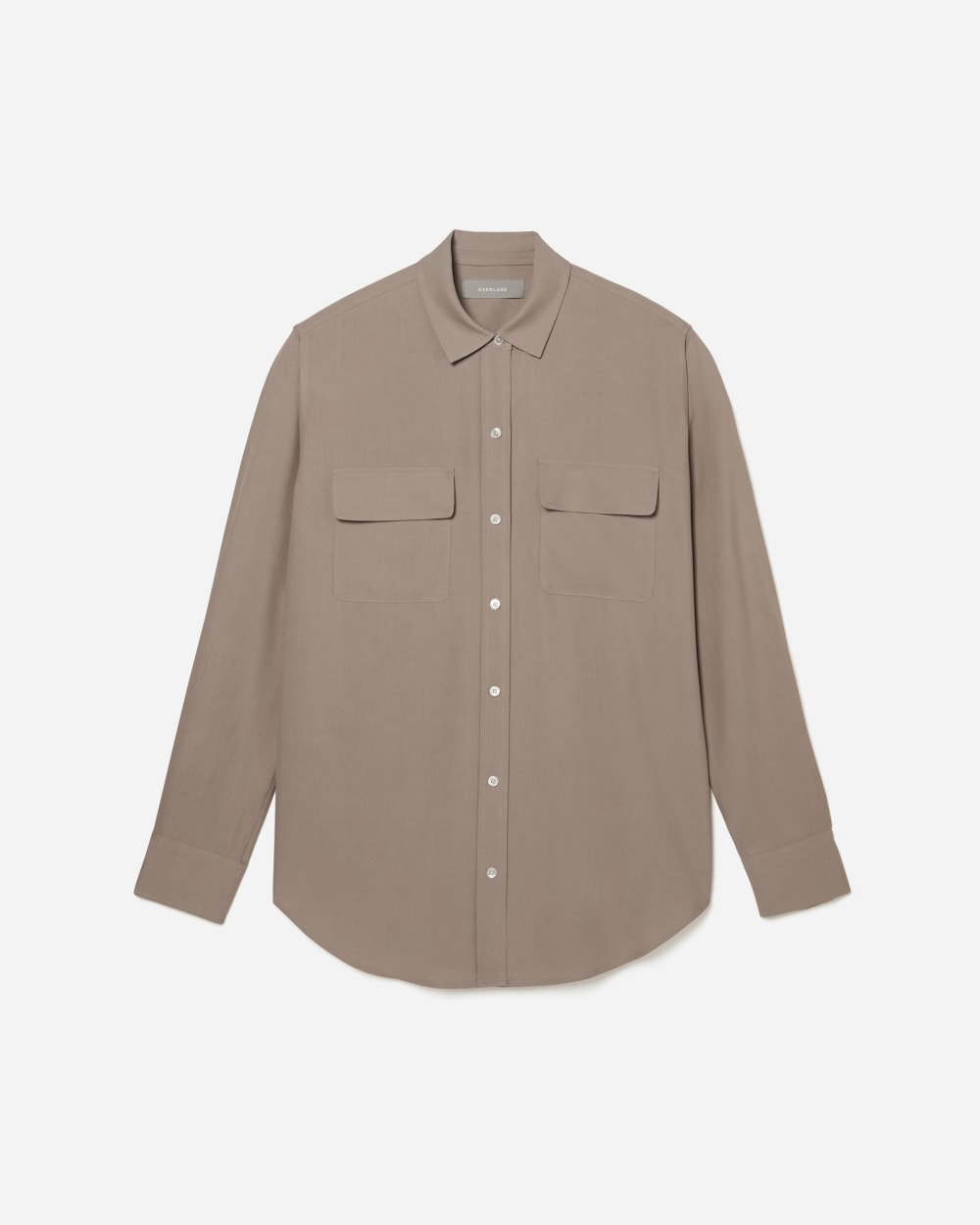 The Washable Silk Relaxed Shirt in Burnt Sugar — detail view