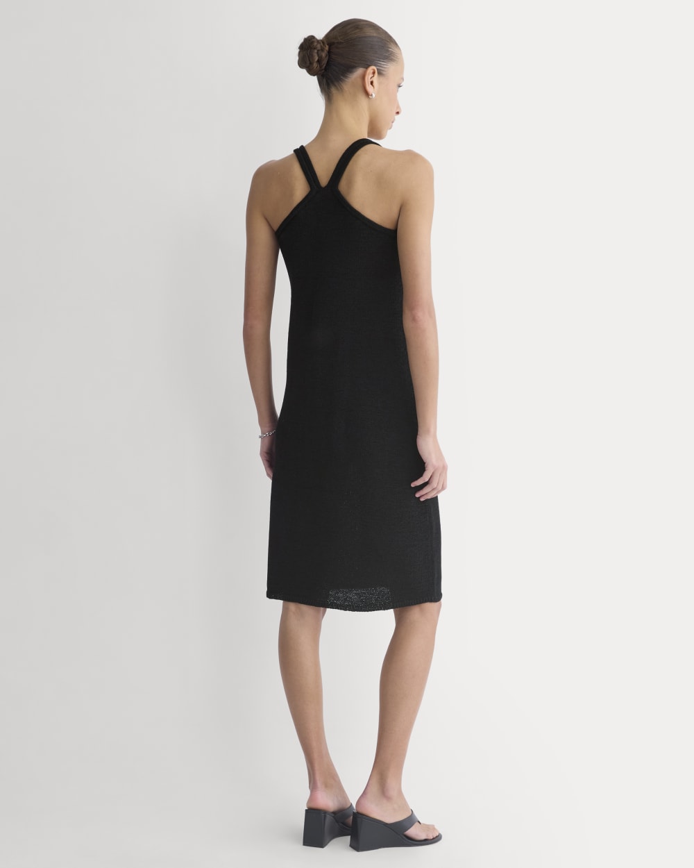Sweater Racerback Midi Dress in Black — detail view