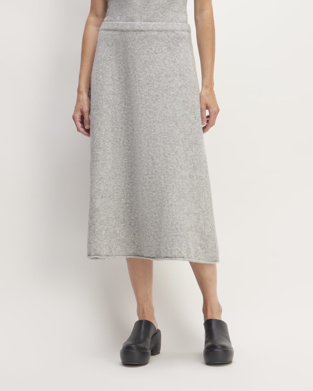 The Cozy-Stretch Skirt in Heathered Grey — detail view