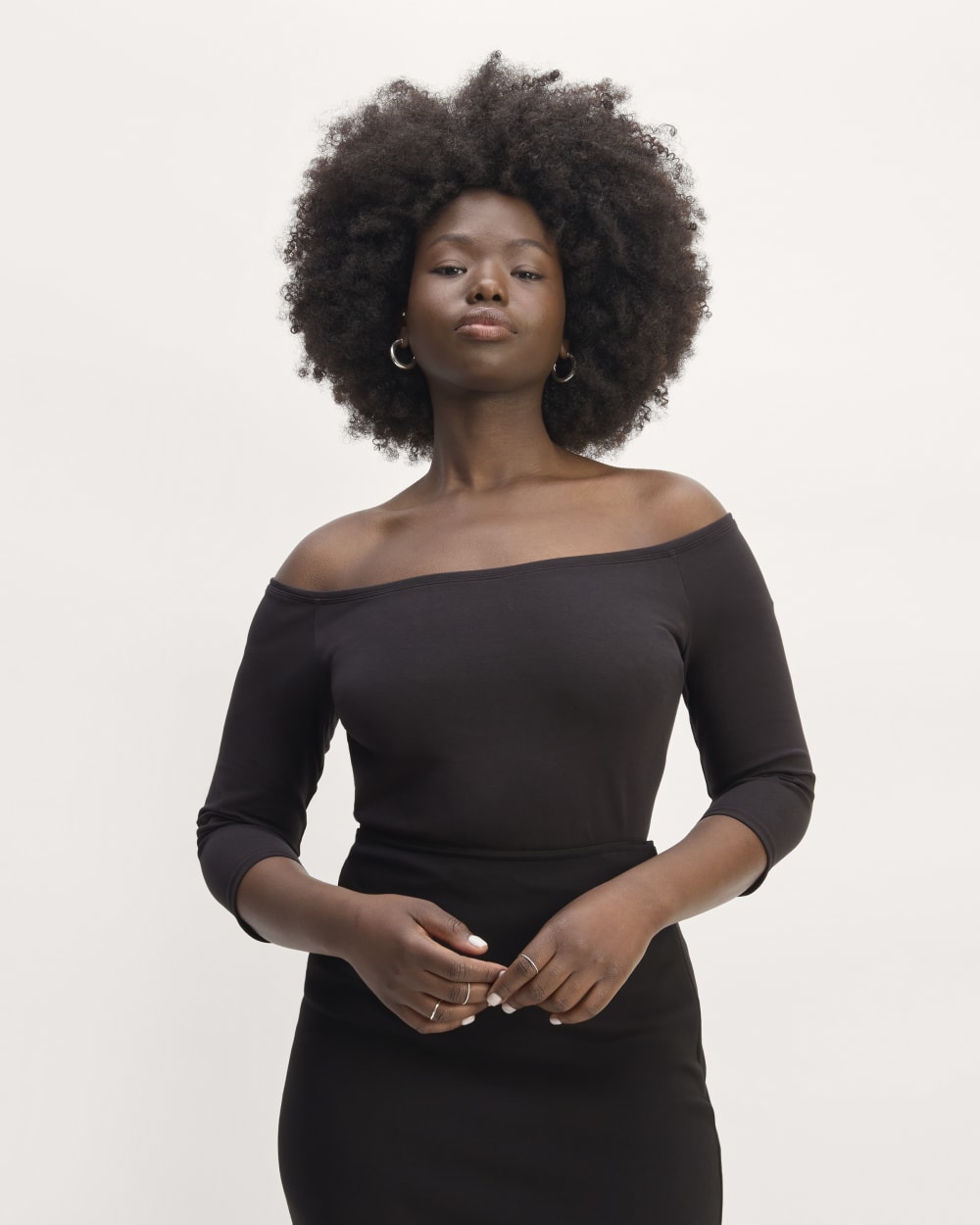 The Form Off-Shoulder Top in Black — front view