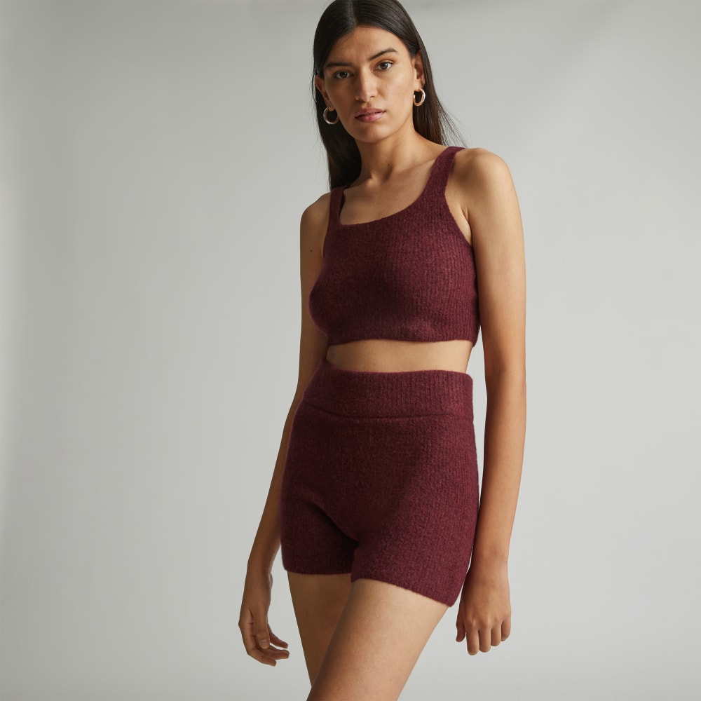 The Cozy-Stretch Short in Brandy — detail view