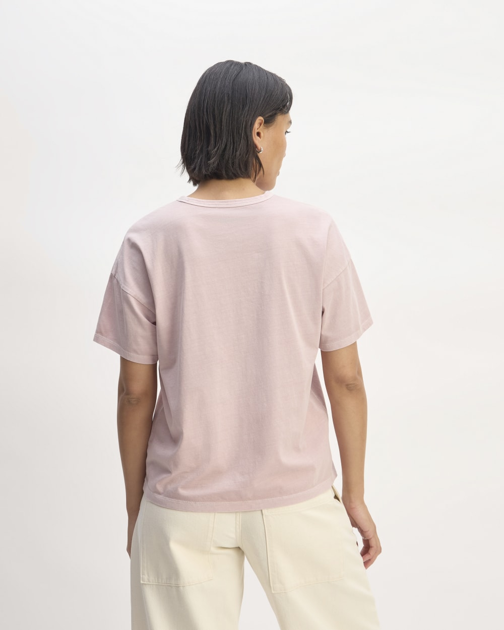 The Boyfriend Tee in Essential Cotton in Dusty Rose — detail view