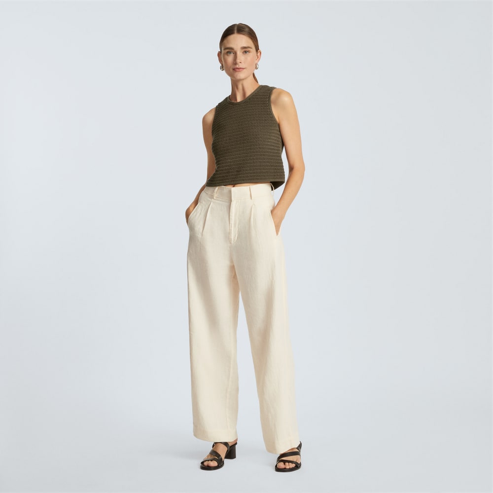 The Crochet Knit Cami in Beech — detail view