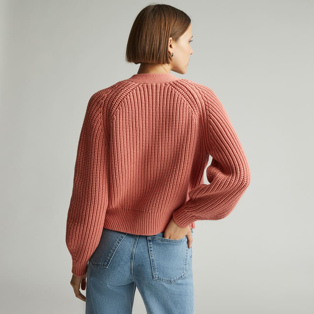 The Texture Cotton Cardigan in Light Rose — detail view