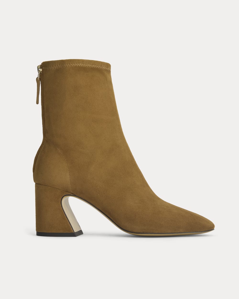 Leather Curved-Heel Boot in Russet — front view