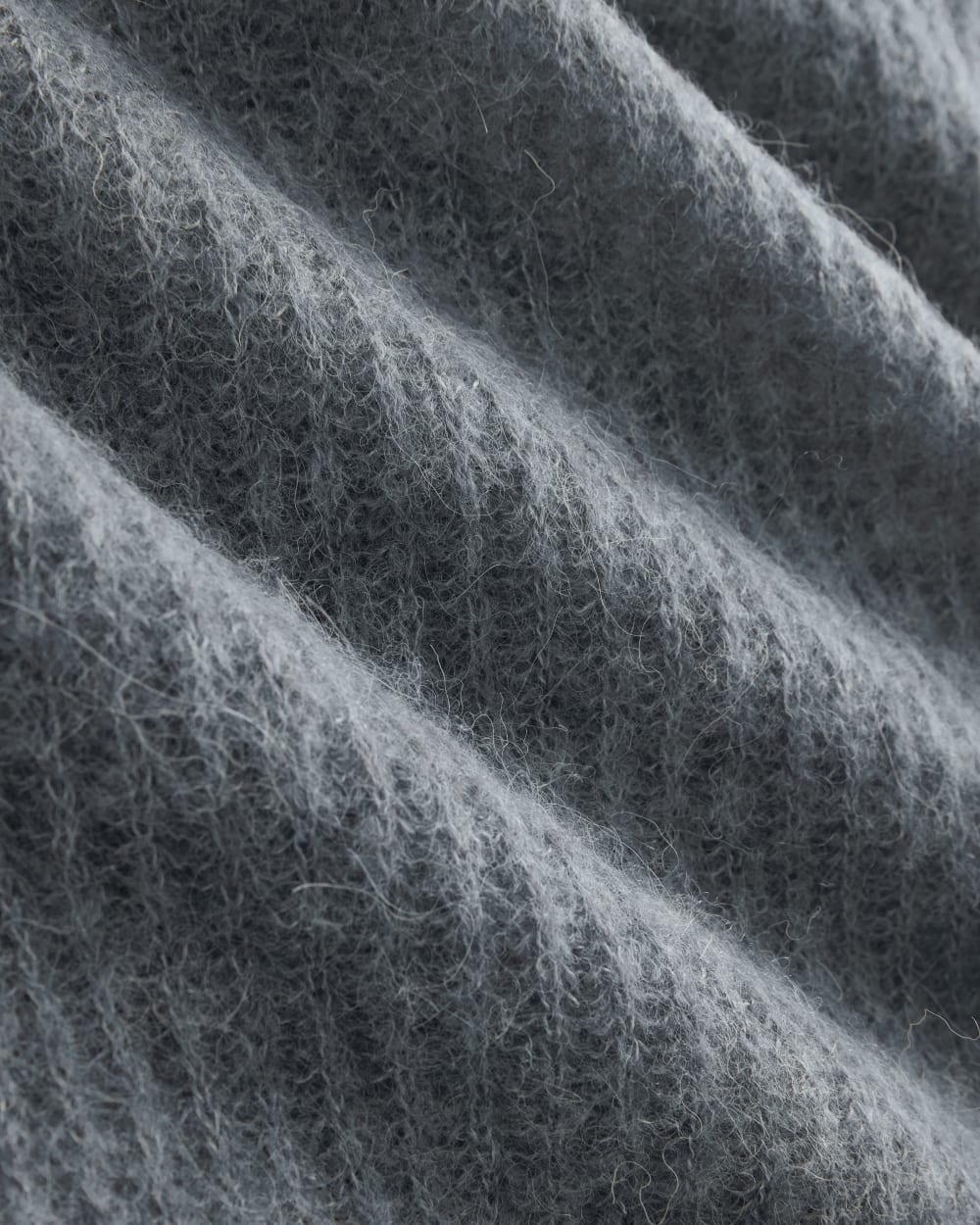 The Cocoon Crew in Alpaca in Heather Sage Blue — detail view