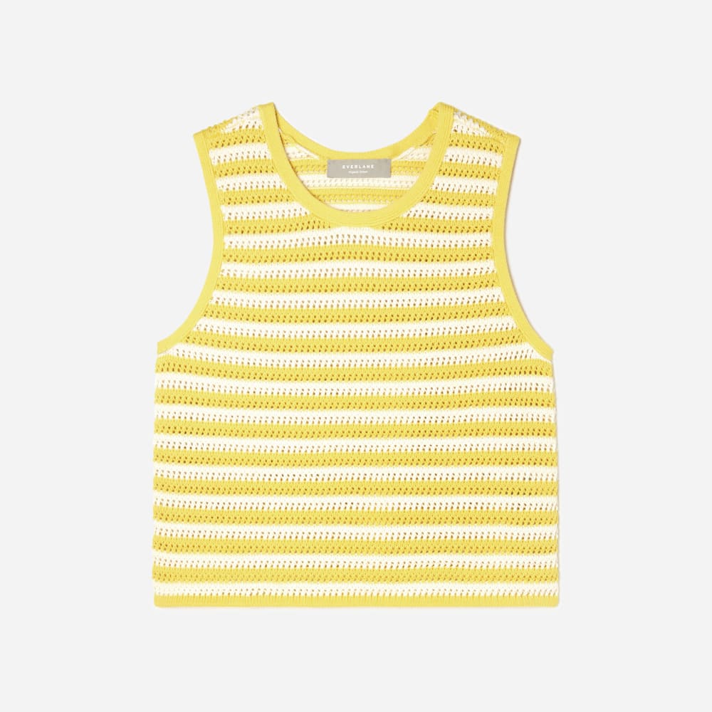 The Crochet Knit Cami in Canvas / Lemon — front view