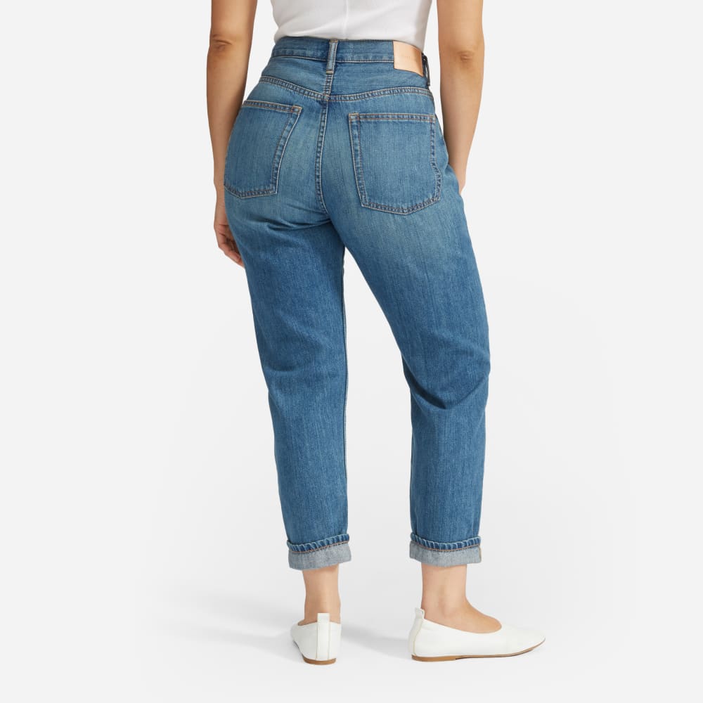 The Super-Soft Relaxed Jean in Mid Blue — detail view