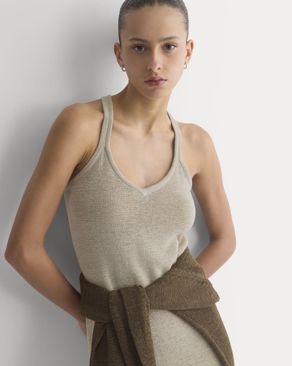 Sweater Racerback Midi Dress in Peyote — detail view