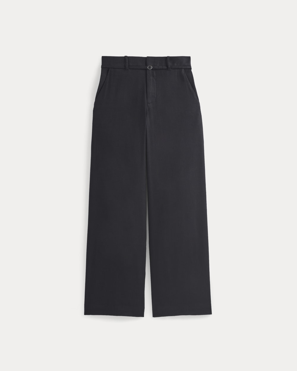 Wide-Leg Belted Pant in Stretch Linen in Black — alternate view