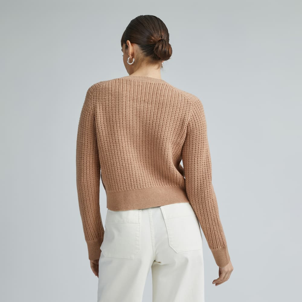 The Cropped Cotton-Merino Bomber in Chestnut — detail view