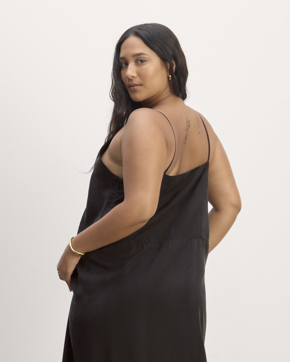 The Long Weekend Dress in Butterlite in Black — detail view