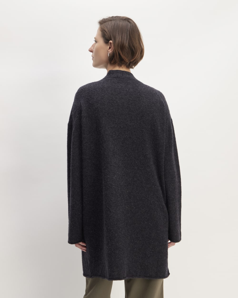 The Cozy-Stretch Long Cardigan in Charcoal — detail view