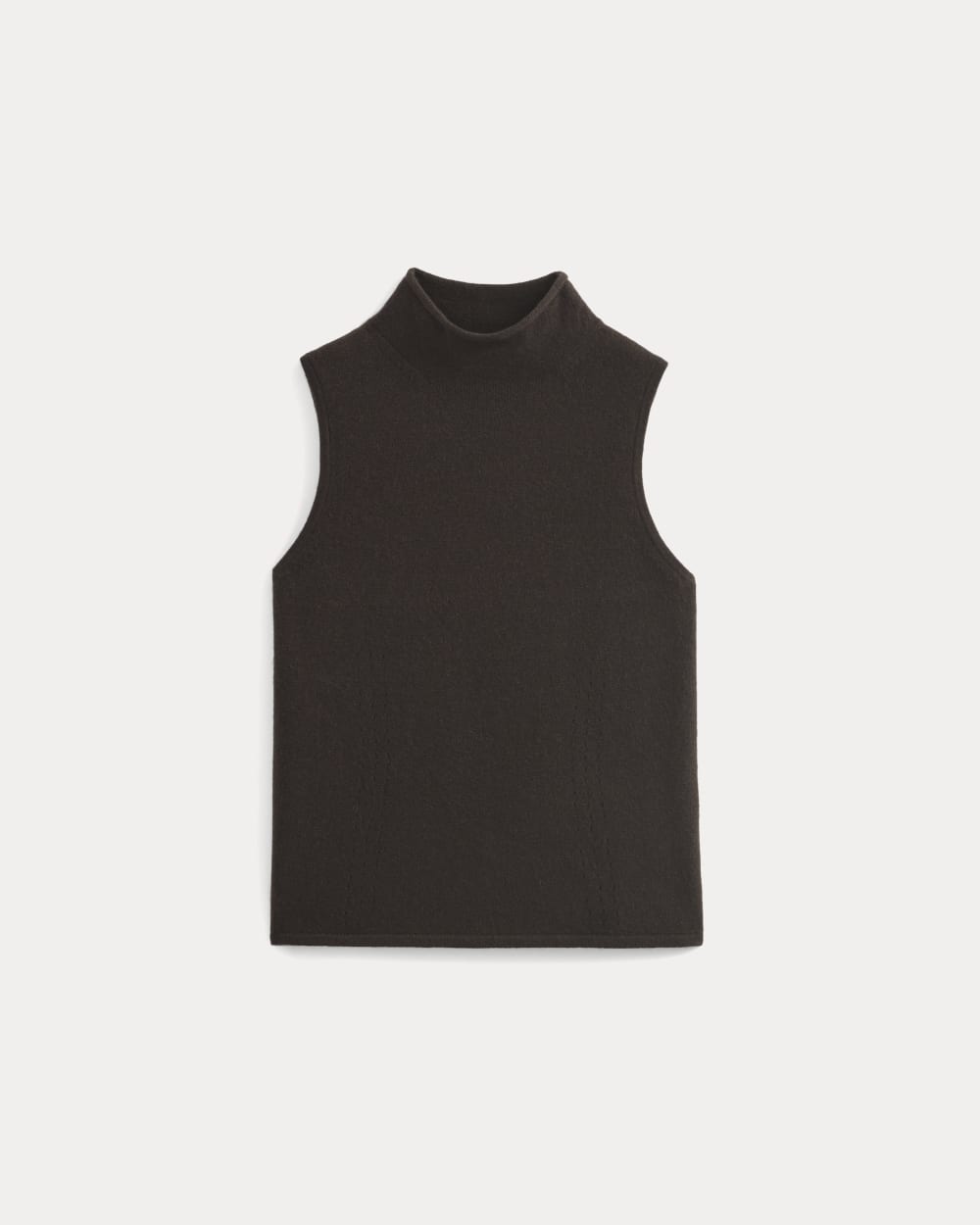 Cashmere Funnel-Neck Tank in Dark Chocolate — alternate view