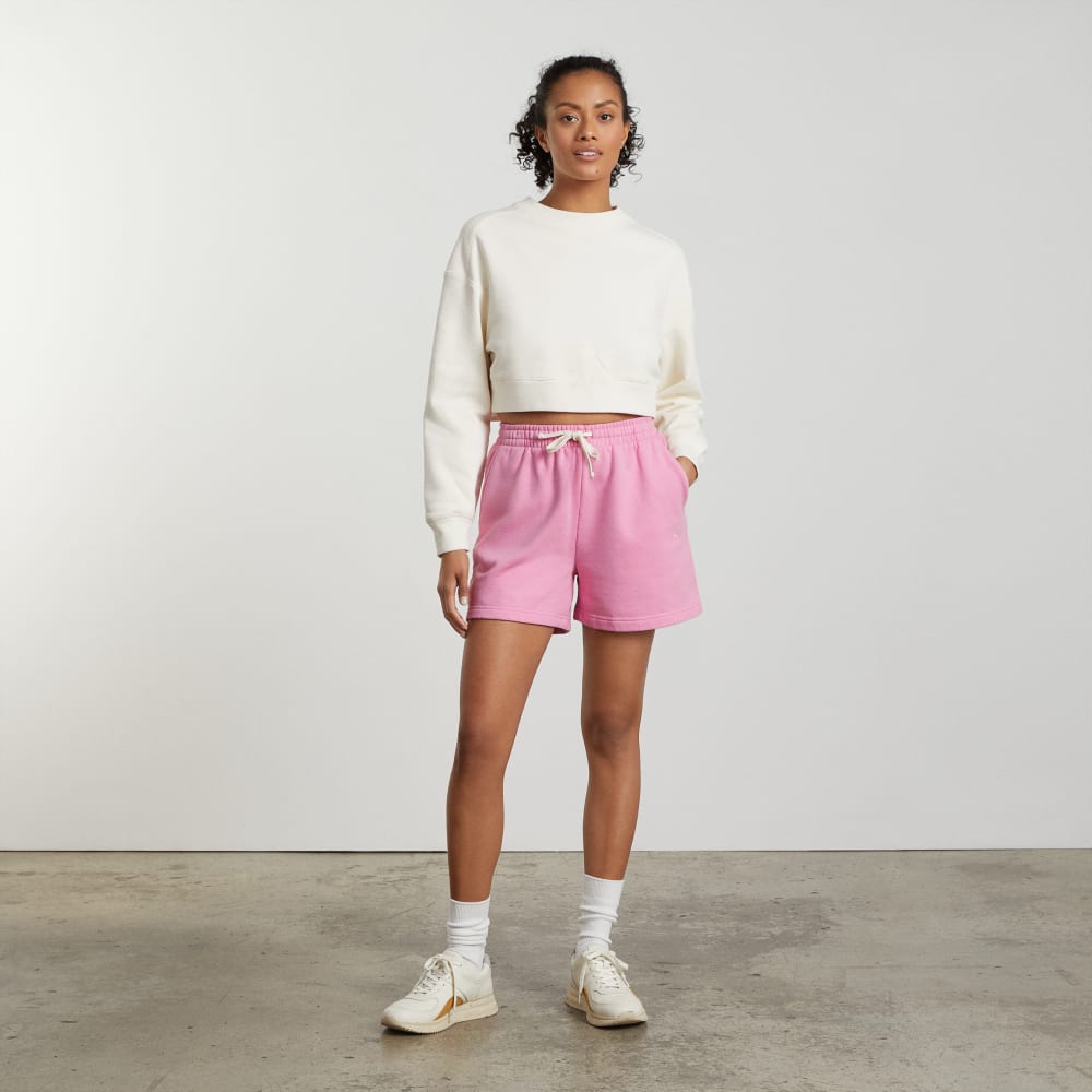 The Track Long Sweatshort in Bubble Gum — detail view