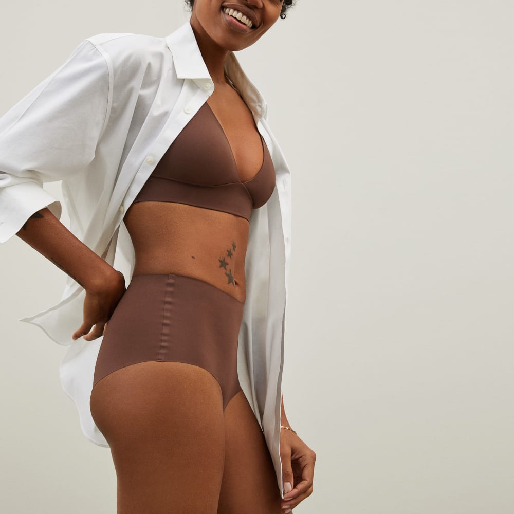 The Invisible High-Rise Hipster in Dark Tan — detail view
