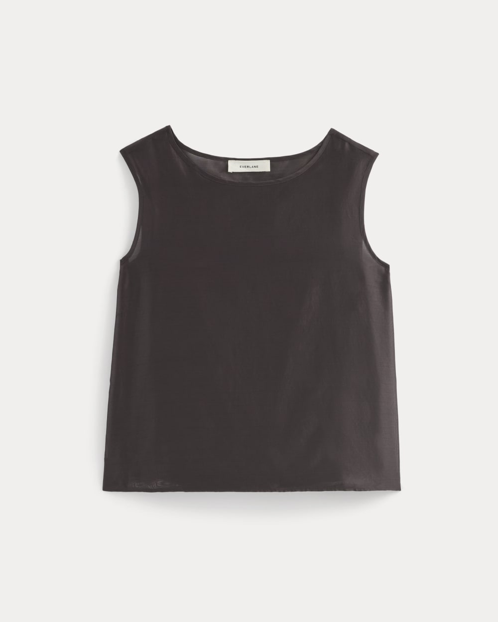 Sleeveless Top in Cotton-Silk Organza in Dark Chocolate — alternate view