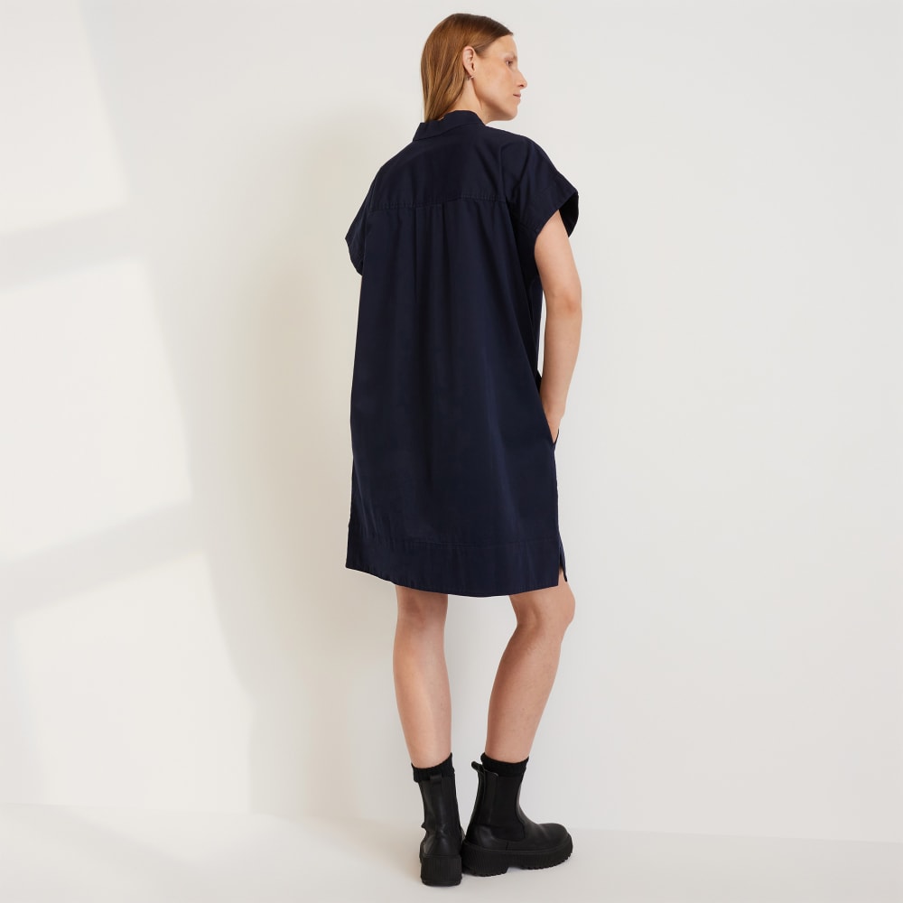 The Easy Workwear Dress in Navy — detail view