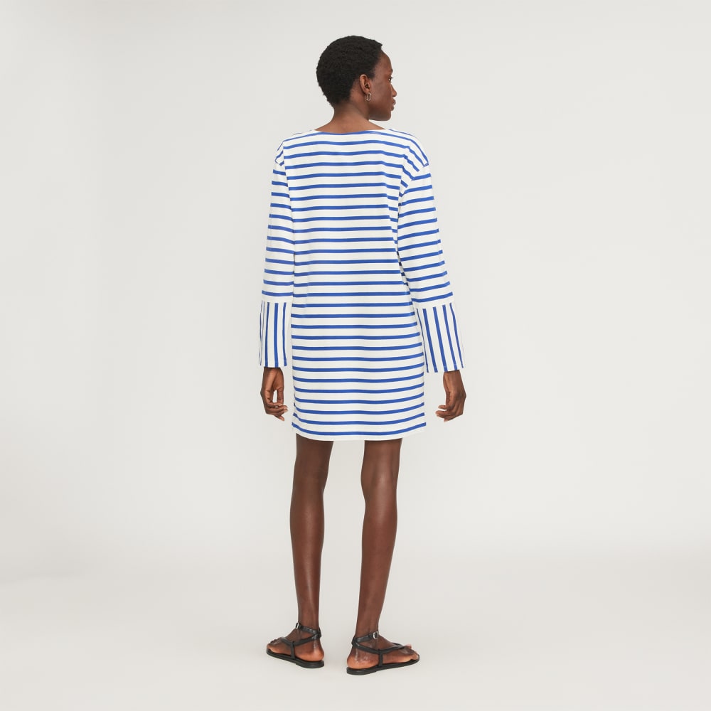 The Mariner Dress in Canvas Tan / Mazarine Blue — detail view