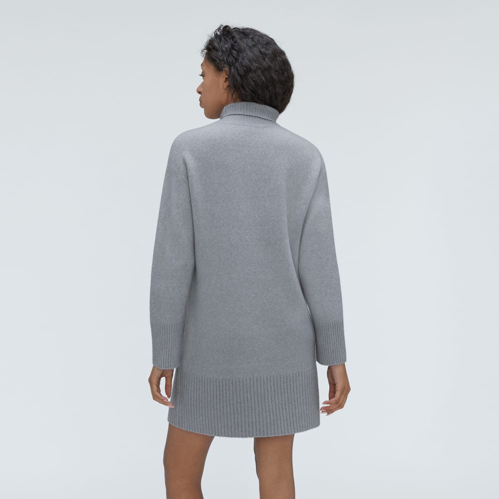 The Cozy Stretch Turtleneck Dress in Smoke — detail view