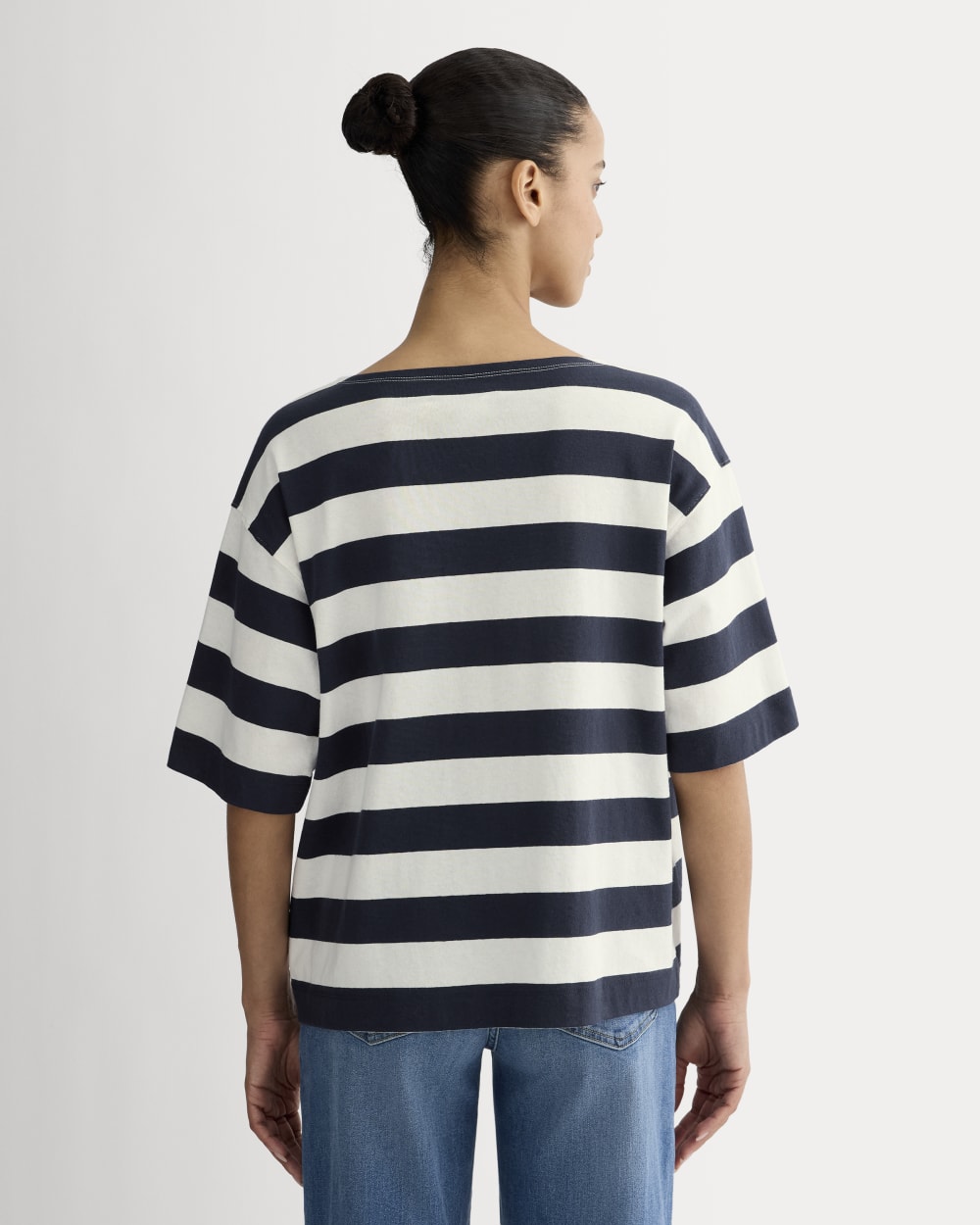 The Mariner Oversized Tee in Navy / Bone — detail view