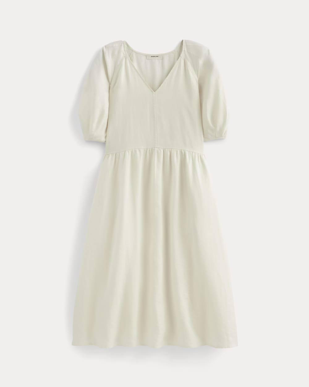 The Linen Oversized Puff-Sleeve Dress in Bone — alternate view