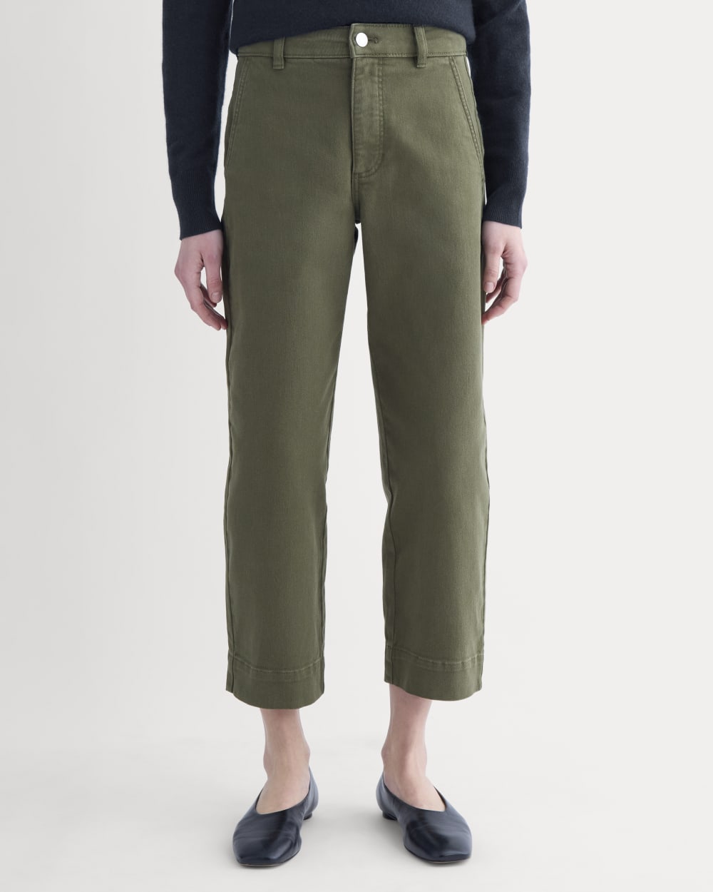 The Utility Straight-Leg Pant in Olive Night — detail view